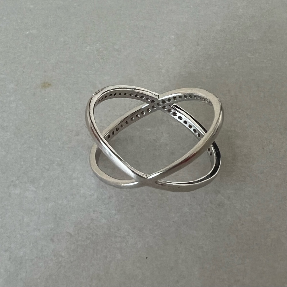 Sterling Silver Micro Pave Criss Cross Ring - Picture 8 of 16